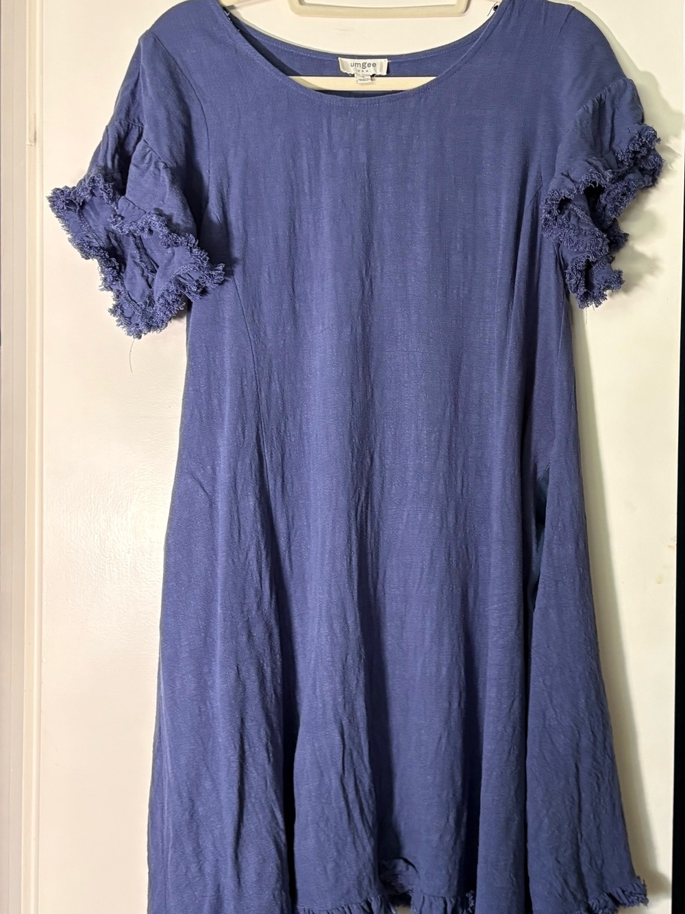 Umgee periwinkle-Blue Ruffle Sleeve Casual Dress